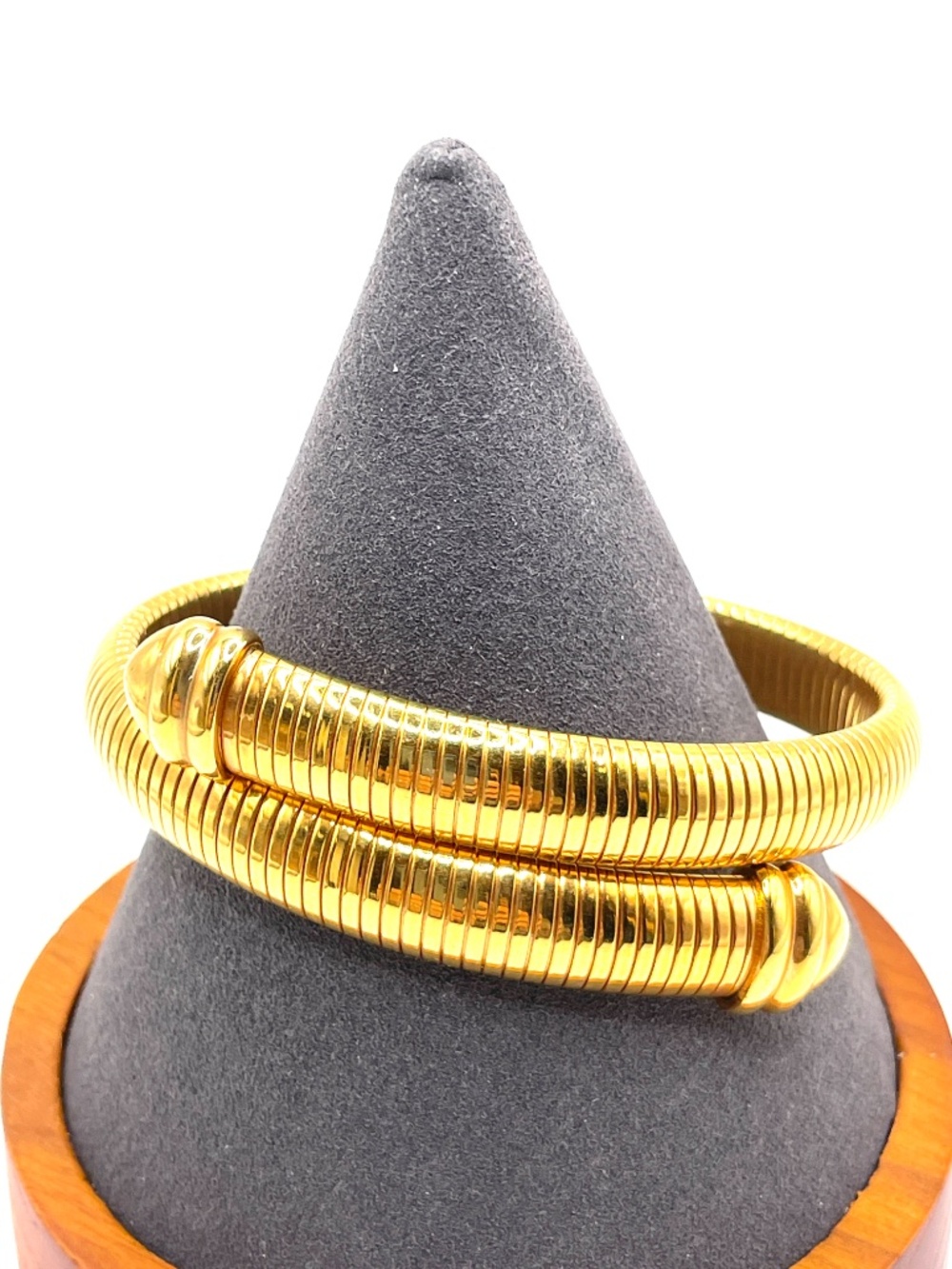 Vintage Joan Rivers Tubogas Gold Tone Bypass Coil Bracelet 7"